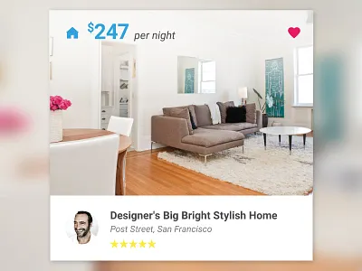 Airbnb Card airbnb application card material design mobile presentation rent tablet ui ux