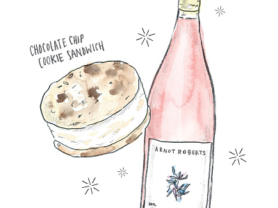 Ice Cream + Rose Wine cookie design hand lettering illustration wine