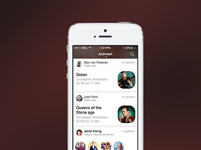 Gibble Activity screen design ios iphone ui