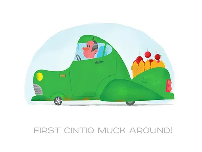 Groceries car character cintiq driving tomatoes weirdink