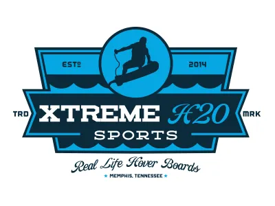 xtreme h20 sports logo concept badge hover board knoxville lockup memphis tennessee wake