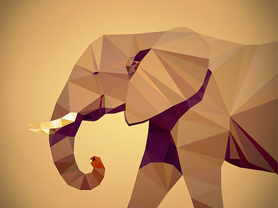 Triangular Elephant animal brown elephant low poly triangle triangles vector yellow