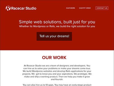 Racecar Studio 2014 company portfolio racecar rails round1 studio website wordpress