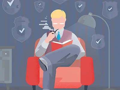 Enjoy the silence armchair pipe read retro smoke trophy