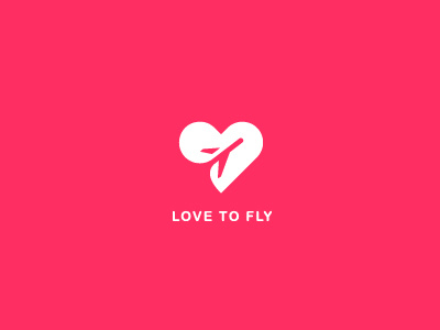 Love to fly logo concept fly heart honeymoon icon logo love plane vector