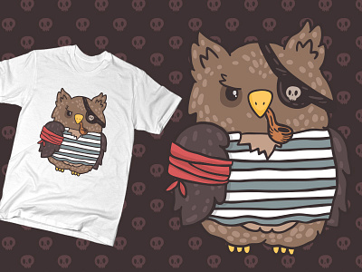 Arr! cartoon character cute design doodle illustration mockup owl sketch tee tshirt