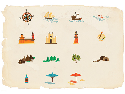 Byrd&Boone booklet icons mallorca old old icon retro set