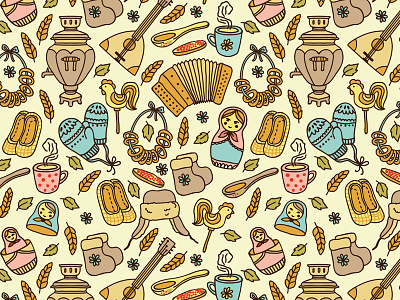 Russian elements culture pattern russia russian seanless