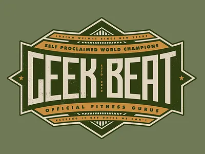 Geek Beat Fitness apparel badge custom fitness handmade lettering logo type typography vintage