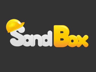 Company "Sandbox" box company construction helmet logo sand service yellow