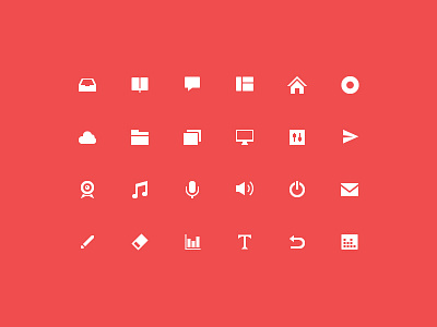 Glyph camera cloud drawer glyph home icon pencil record rubber volume vote