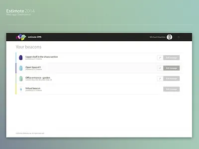 Estimote - Dashboard dashboard design estimote ui web