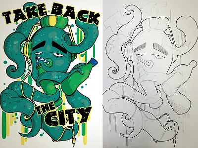 thirsty octopus anchor bblack studios brentblack crab design doodle fish illustration jelly ocean squid