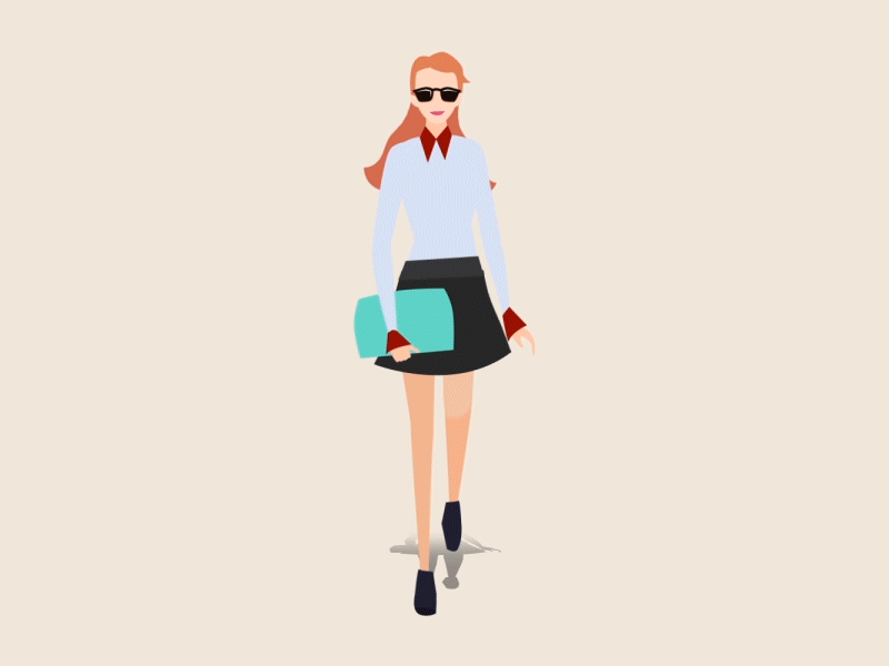 walking cycle_front character design girl illustrator motion graphic sujin vector walk walking