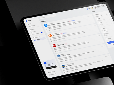 Job Board • Eduse blue board card crm dashboard design figma filters job lms ui ux white work