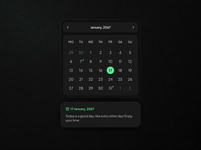 Calendar Widget Design app design application calendar calendar design calendar widget dark dark mode date figma mobile design responsive time ui uiux user experience user interface ux web design widget widget design