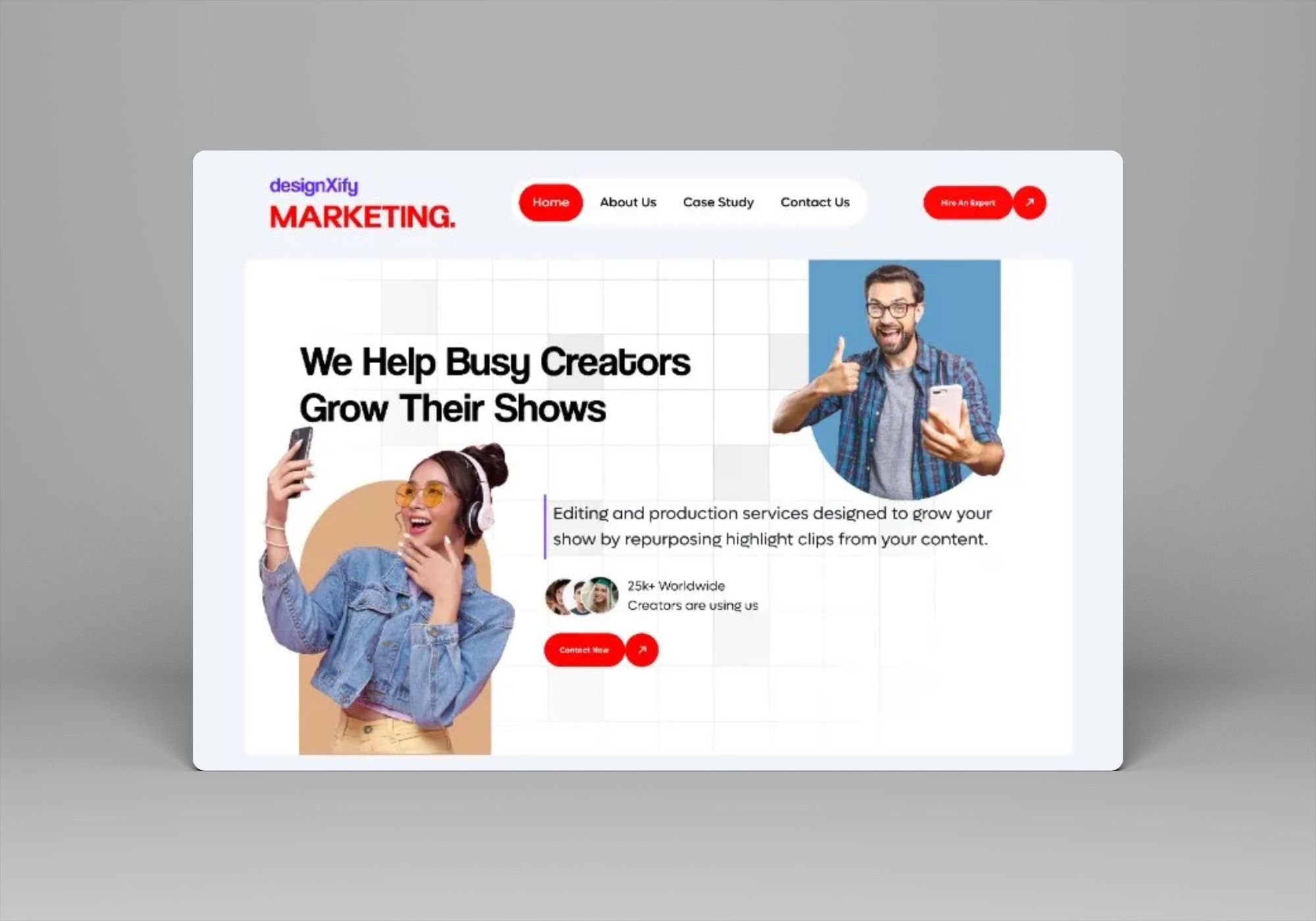 DesignXify Marketing Agency Landing Page branding casestudy design figma landingpagedesign marketingagency portfolio pro productdesign ui uiux uxdesign webdesign