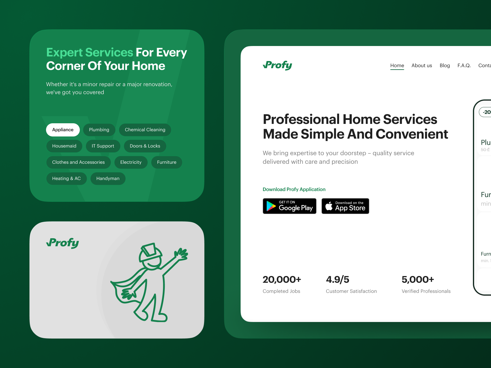 Home Service Company Website Design (Profy) clean figma hero hero section home services light mode live website profy reasons responsive design reviews services steps ui ui design uiux ux ux design web design why section