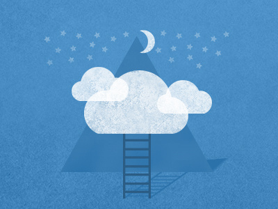 Dream On blue clouds illustration ladder moon night sky spot stars texture