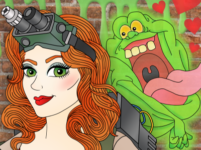 Who Ya Gonna Call? ghost ghostbusters girly pinup pretty proton pack redhead slime slimer