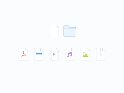 File Types audio blank doc folder icon image minimal pdf video word zip