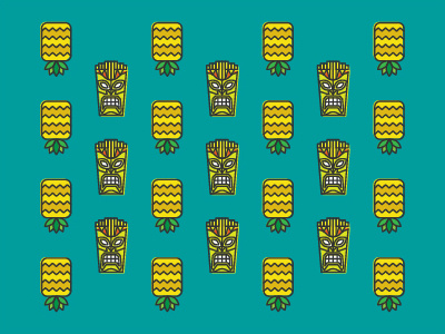 Hawaii beach hawaii icons pattern pineapple surf tiki