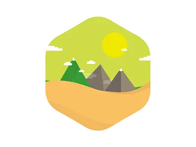 A sunny landscape badge circle flat icon illustration illustrator nature shape vector