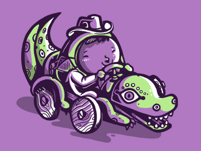 Crocodile car crocodile draw folk hat illustration kart mexico wood