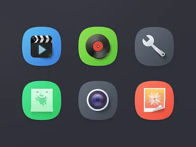 six icons 2 camera gallery icon market music setting sola theme video