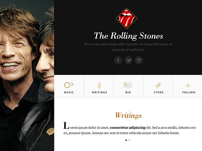 Artist Profile Navigation avenir bodoni music player profile ui ux