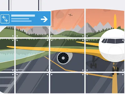 Mailjet airport illustration airport emailing illustration landscape mailjet plane