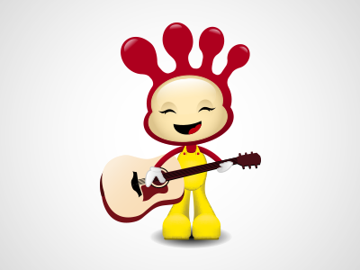 Character (re)design! character cute design guitar happy mascot red redesign yellow