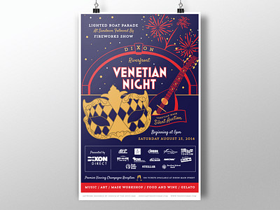 Venetian Night Poster dixon event fireworks mask music poster venetian