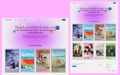 ✨ NovelNest - Landing Page UI Design ✨ designportfolio landingpage novel uidesign uxdesign webdesign