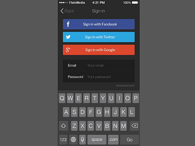 Social Flat Designed Login For Iphone design dribbble facebook flat google iphone login social twitter