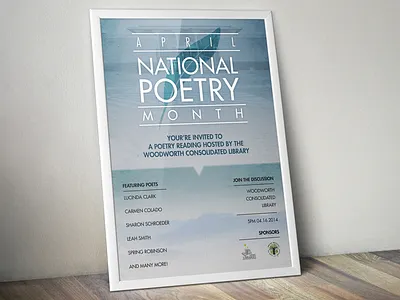April National Poetry Month Poster Design feather flyer graphic design poetry poster print