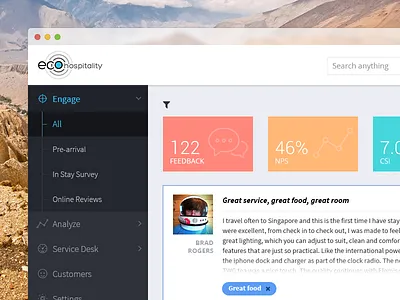 Dashboard for Eco Hospitality Management System admin admin ui bootstrap dashboard flat admin flat design hospitality system ui sidebar