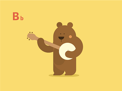 Banjo Playin' Bear alphabet animals banjo bear cute flat vector