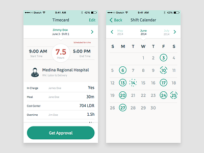 Where Were You app calendar health ios mobile timecard ui user interface ux