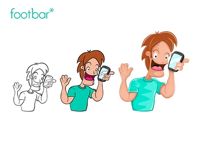 Calling Process app boy call enthusiastic footbar guy illustration mobile shirt talking telephone wave