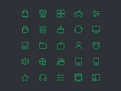 Line icons android camera china clock flat icon setting style ui weather