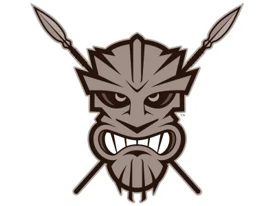 Warrior Mask Alternate angry gray haka identity logo maori mask rugby spears teeth warrior