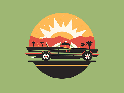 POW! batman batmobile car dan kuhlken dkng geometric icon nathan goldman sun vector