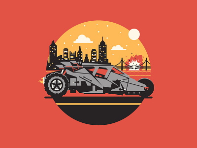 Let the Games Begin batman batmobile bridge car city dan kuhlken dkng geometric icon nathan goldman tumbler vector