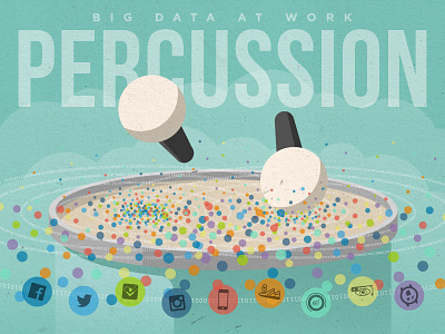 Percussion drum illustration infographic information network particles percussion social sound waves