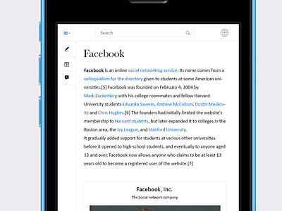 Wikipedia For Mobile app clean design facebook flat ios iphone mobile mobile app ui wikipedia