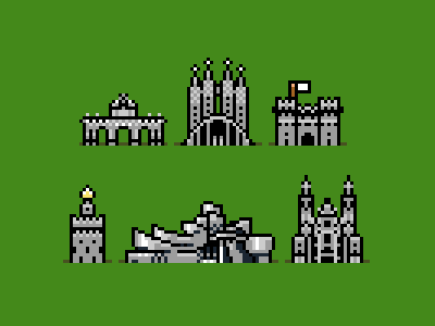 Some Famous Buildings in Spain buildings mario pixel pixel art spain