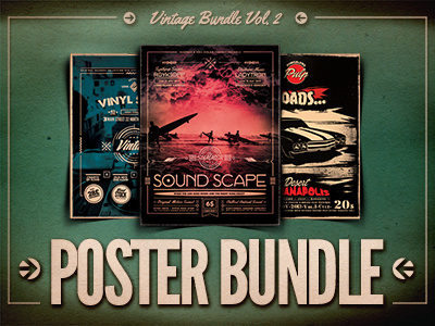 Vintage Bundle Vol.2 cars flyer poster store summer sunset surf template vintage vinyl