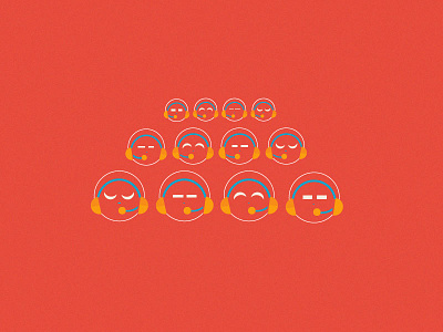 Part 2 call center flat grain illustration orange red yellow