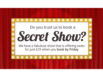 Secret Show advert banner illustration lights offer promotion spotlight theatre theatre curtain vector